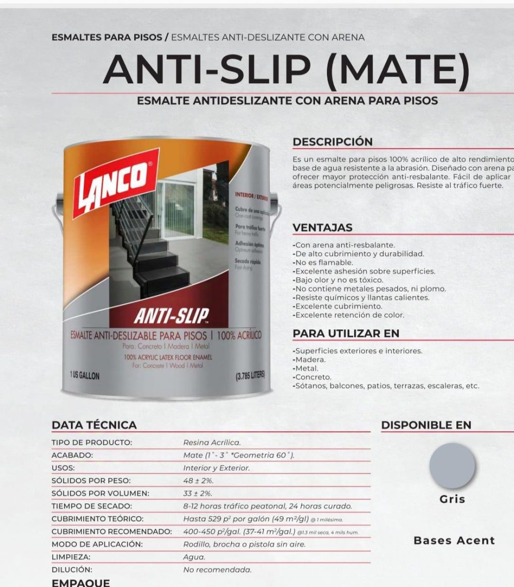 Lanco Esmalte para Pisos Anti Slip