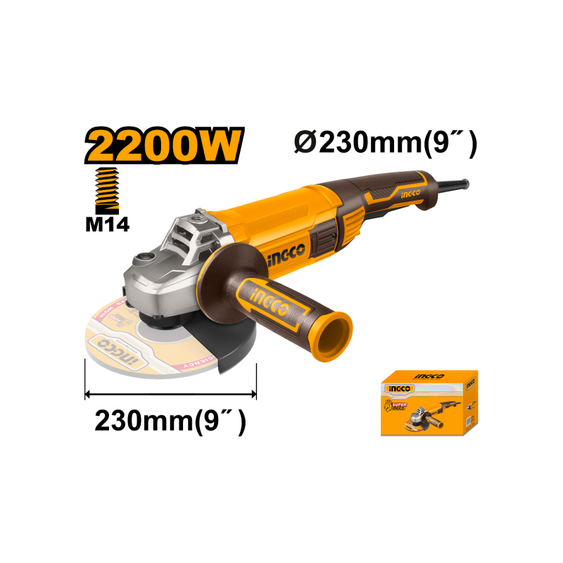 ESMERIL ANGULAR ELECTRICO 9" 230mm 2200W (AG220018) INGCO